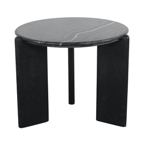 Rumer Black Wood w/ Black Marble Side Table by Mercana at Eve Furniture