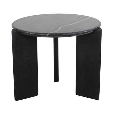 Rumer Black Wood w/ Black Marble Side Table by Mercana at Eve Furniture