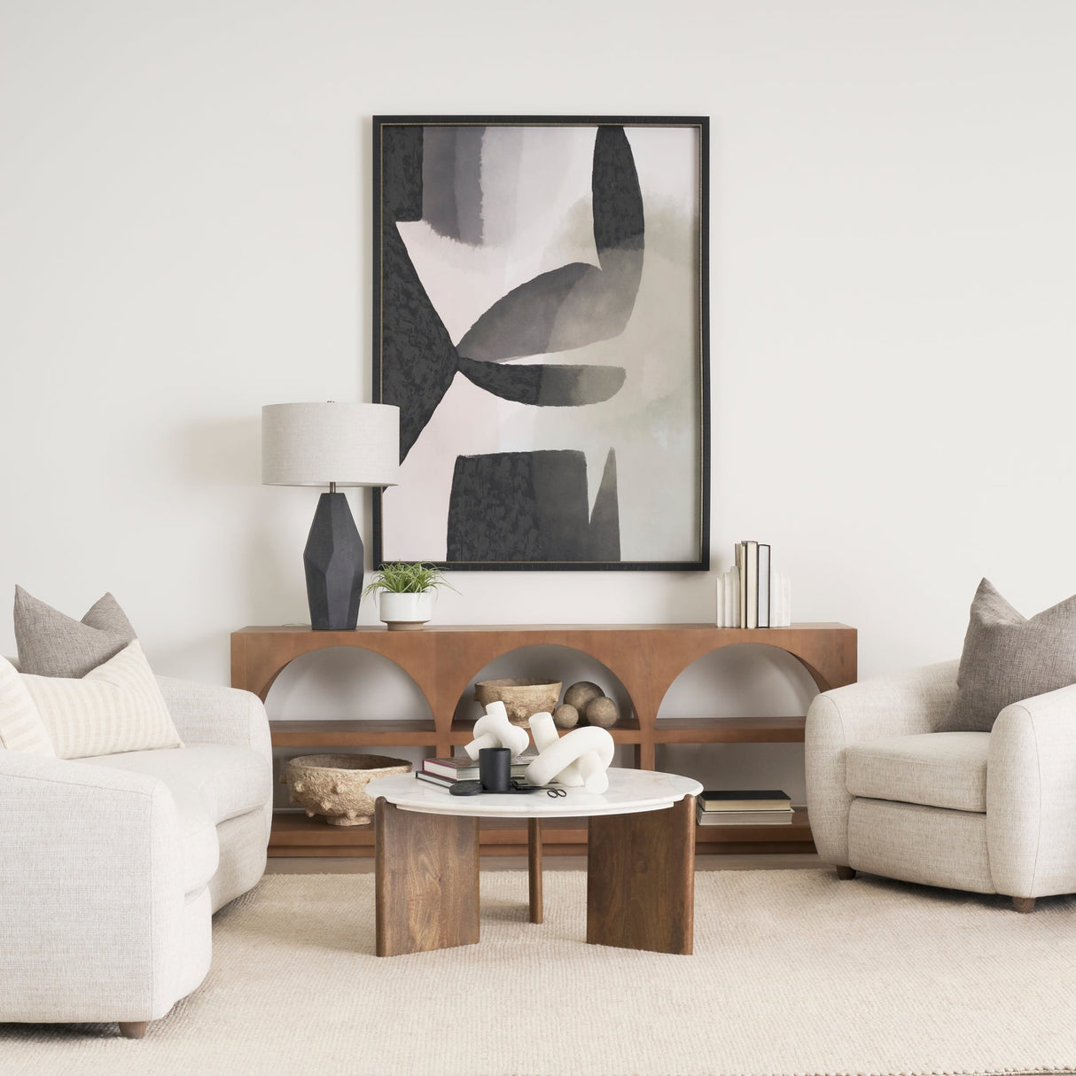 Rumer Dark Brown Wood w/ White Marble Coffee Table by Mercana at Eve Furniture