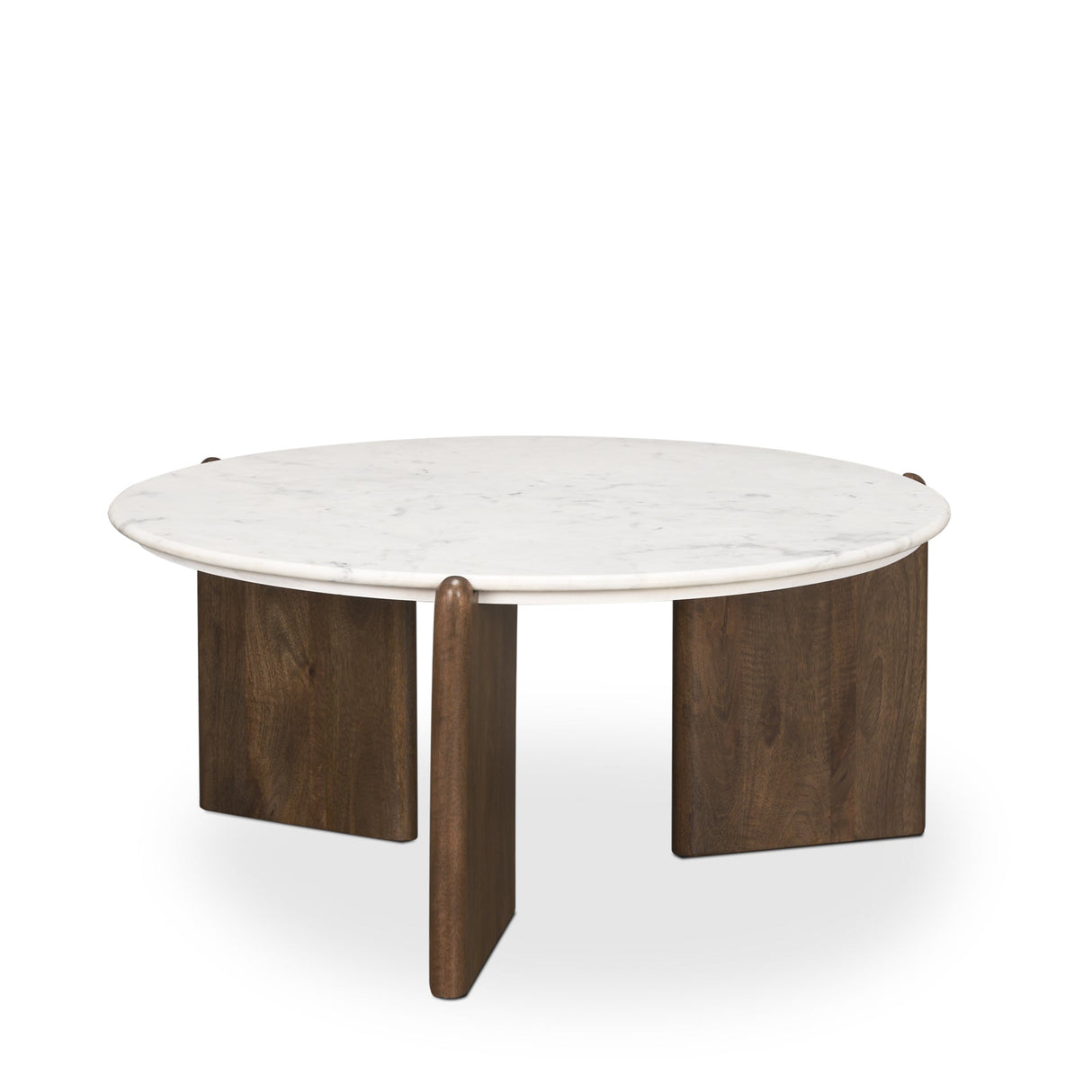 Rumer Dark Brown Wood w/ White Marble Coffee Table by Mercana at Eve Furniture