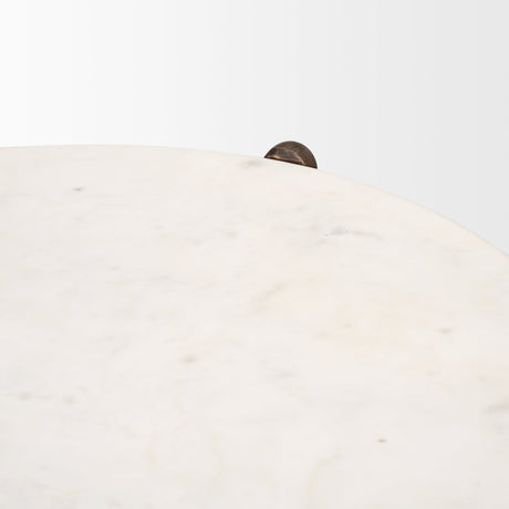 Rumer Dark Brown Wood w/ White Marble Side Table by Mercana at Eve Furniture