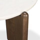 Rumer Dark Brown Wood w/ White Marble Side Table by Mercana at Eve Furniture