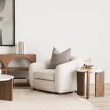 Rumer Dark Brown Wood w/ White Marble Side Table by Mercana at Eve Furniture