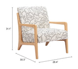 Runa Beige & Natural Accent Chair by Zuomod at Eve Furniture