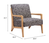 Runa Gray & Natural Accent Chair by Zuomod at Eve Furniture