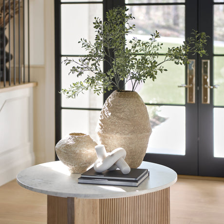 Rundal Large Beige Paper Mache Vase by Mercana at Eve Furniture