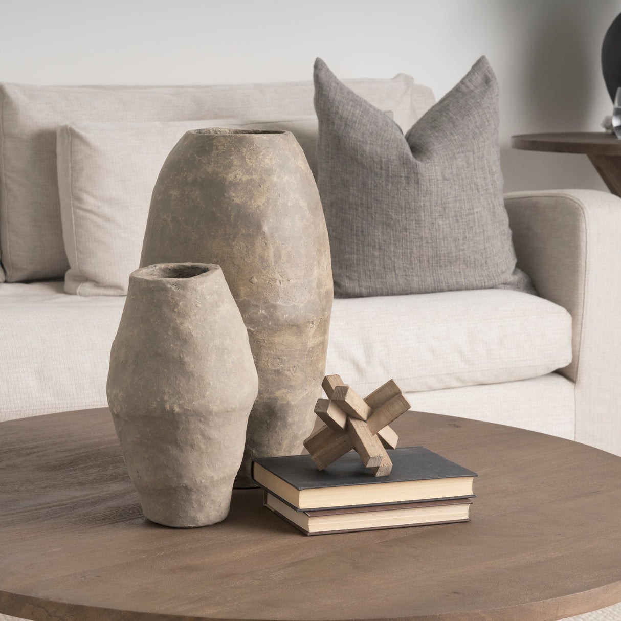 Rundal Large Gray Paper Mache Vase by Mercana at Eve Furniture