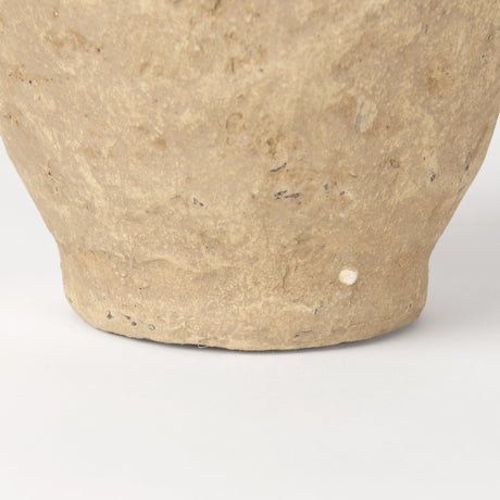 Rundal Small Beige Paper Mache Vase by Mercana at Eve Furniture