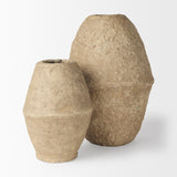 Rundal Small Beige Paper Mache Vase by Mercana at Eve Furniture