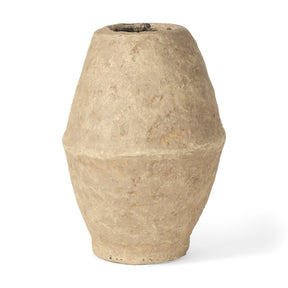Rundal Small Beige Paper Mache Vase by Mercana at Eve Furniture