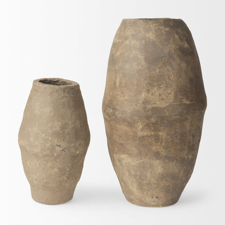 Rundal Small Gray Paper Mache Vase by Mercana at Eve Furniture