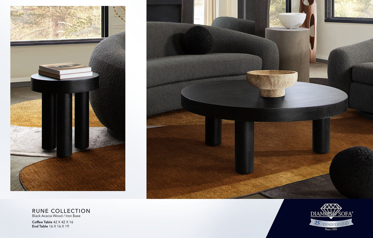 Rune Black Wood Coffee Table by Diamond Sofa at Eve Furniture