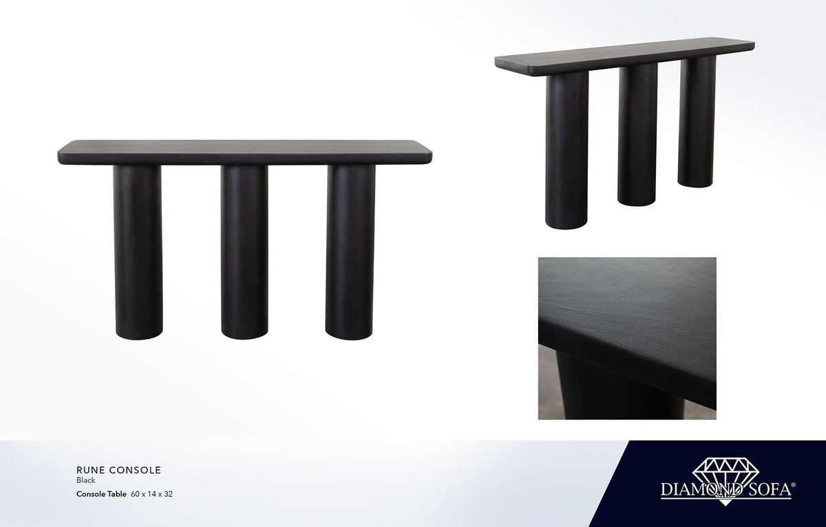 Rune Black Wood Console Table by Diamond Sofa at Eve Furniture