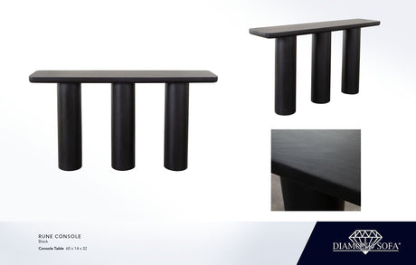 Rune Black Wood Console Table by Diamond Sofa at Eve Furniture
