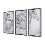 Running Horses (set of 3) by Mercana Studio a Hand Embellished Textured Framed Art Print by Mercana at Eve Furniture