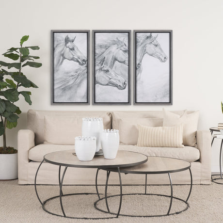 Running Horses (set of 3) by Mercana Studio a Hand Embellished Textured Framed Art Print by Mercana at Eve Furniture