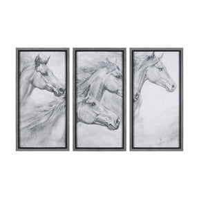 Running Horses (set of 3) by Mercana Studio a Hand Embellished Textured Framed Art Print by Mercana at Eve Furniture