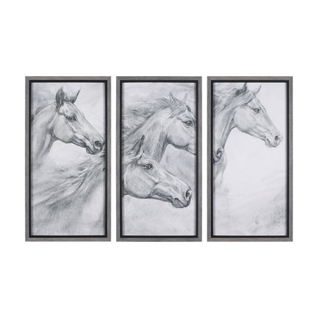 Running Horses (set of 3) by Mercana Studio a Hand Embellished Textured Framed Art Print by Mercana at Eve Furniture