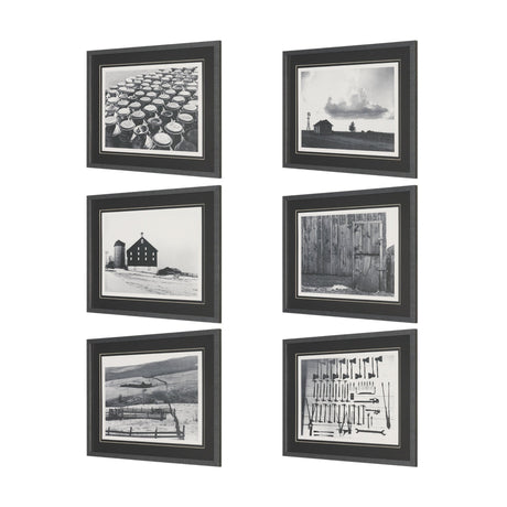 Rural Rows (Set of 6) by The Chelsea Collection Textured Framed Art Print Matted under Glass by Mercana at Eve Furniture