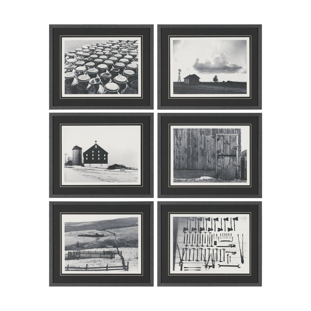 Rural Rows (Set of 6) by The Chelsea Collection Textured Framed Art Print Matted under Glass by Mercana at Eve Furniture