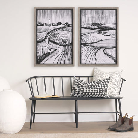 Rural Sketch-I by Mercana Studio a Hand Embellished Textured Framed Art Print by Mercana at Eve Furniture
