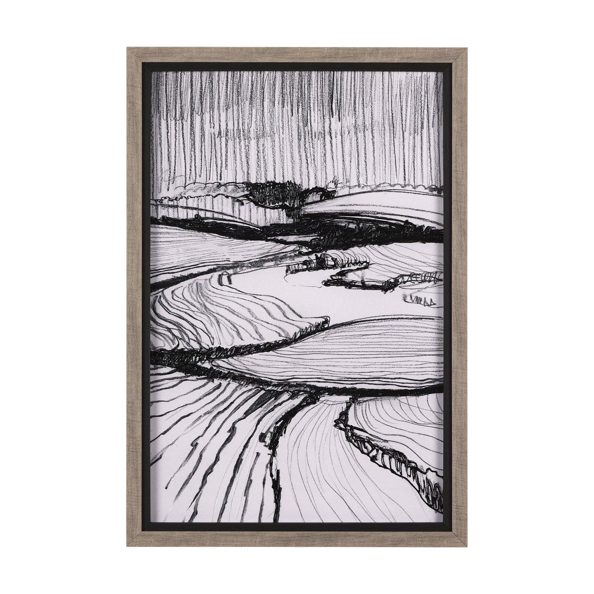 Rural Sketch-I by Mercana Studio a Hand Embellished Textured Framed Art Print by Mercana at Eve Furniture