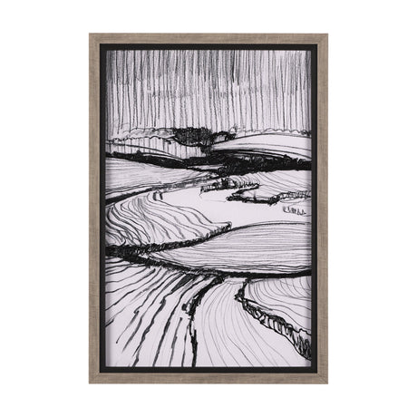 Rural Sketch-I by Mercana Studio a Hand Embellished Textured Framed Art Print by Mercana at Eve Furniture
