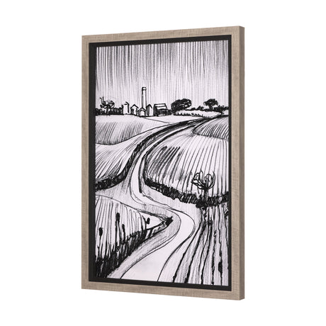 Rural Sketch-II by Mercana Studio a Hand Embellished Textured Framed Art Print by Mercana at Eve Furniture