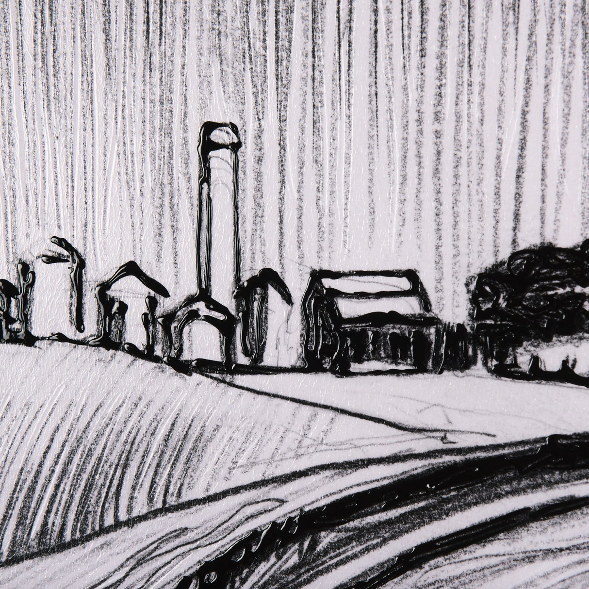 Rural Sketch-II by Mercana Studio a Hand Embellished Textured Framed Art Print by Mercana at Eve Furniture