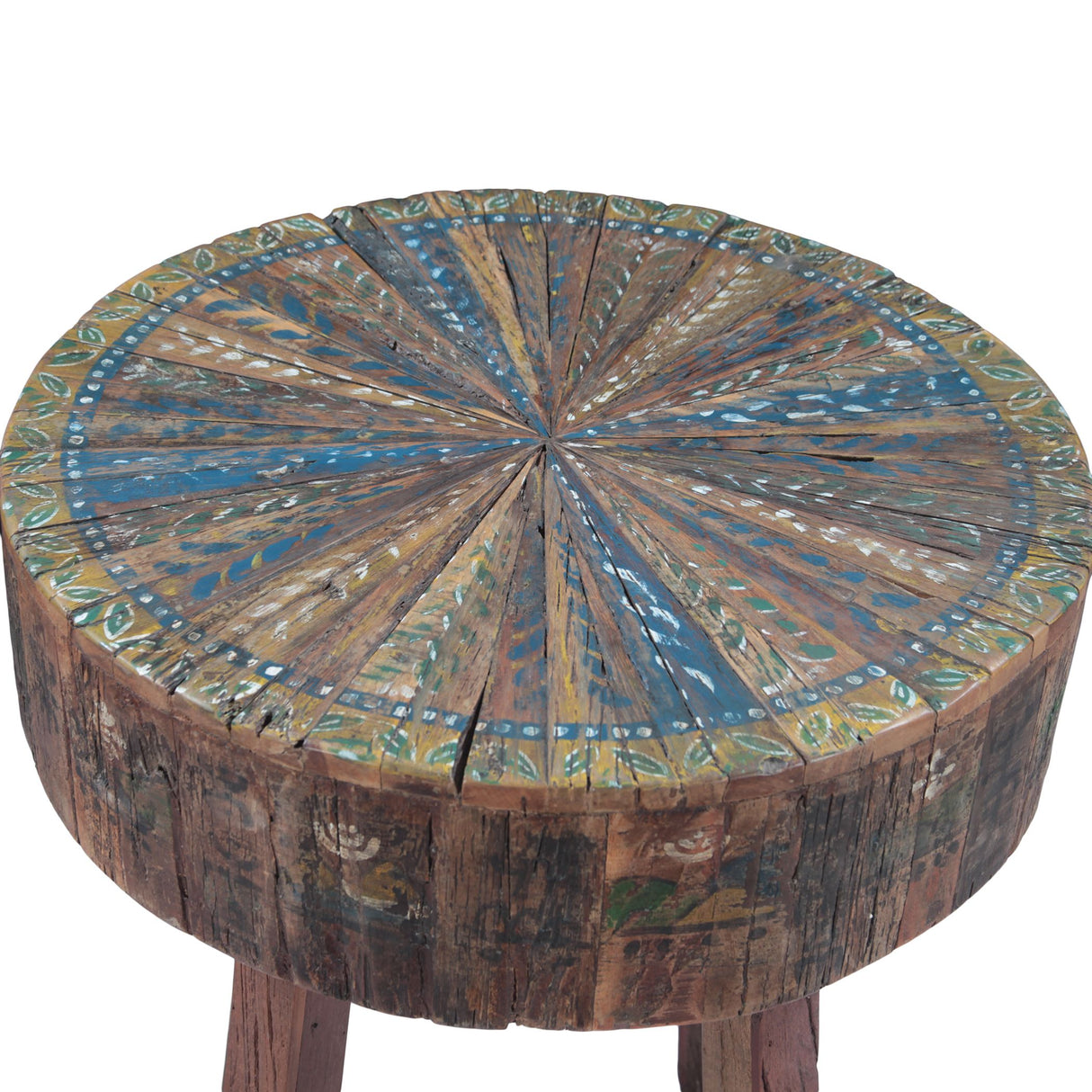 Rustic Roots 22" Hand Painted Round Side Table by Home Trends & Design at Eve Furniture