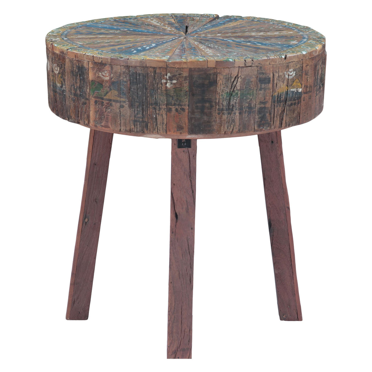 Rustic Roots 22" Hand Painted Round Side Table by Home Trends & Design at Eve Furniture