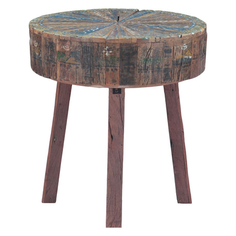 Rustic Roots 22" Hand Painted Round Side Table by Home Trends & Design at Eve Furniture