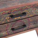Rustic Roots 22" Hand Painted Square Side Table with Two Drawers