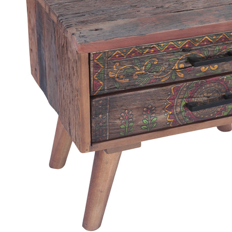 Rustic Roots 22" Hand Painted Square Side Table with Two Drawers by Home Trends & Design at Eve Furniture