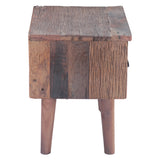 Rustic Roots 22" Hand Painted Square Side Table with Two Drawers