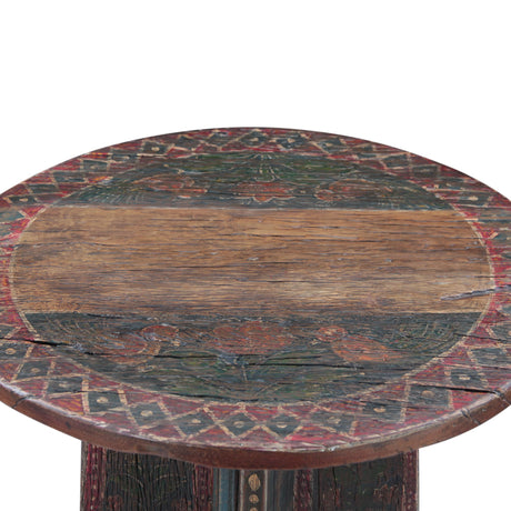 Rustic Roots 24" Hand Painted Round Side Table by Home Trends & Design at Eve Furniture