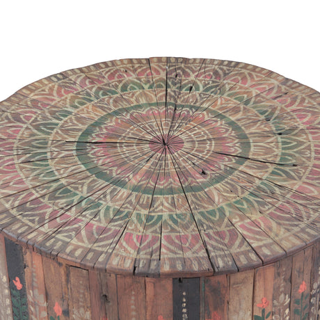 Rustic Roots 32" Hand Painted Round Coffee Table with Storage Drawer by Home Trends & Design at Eve Furniture