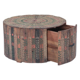 Rustic Roots 32" Hand Painted Round Coffee Table with Storage Drawer by Home Trends & Design at Eve Furniture