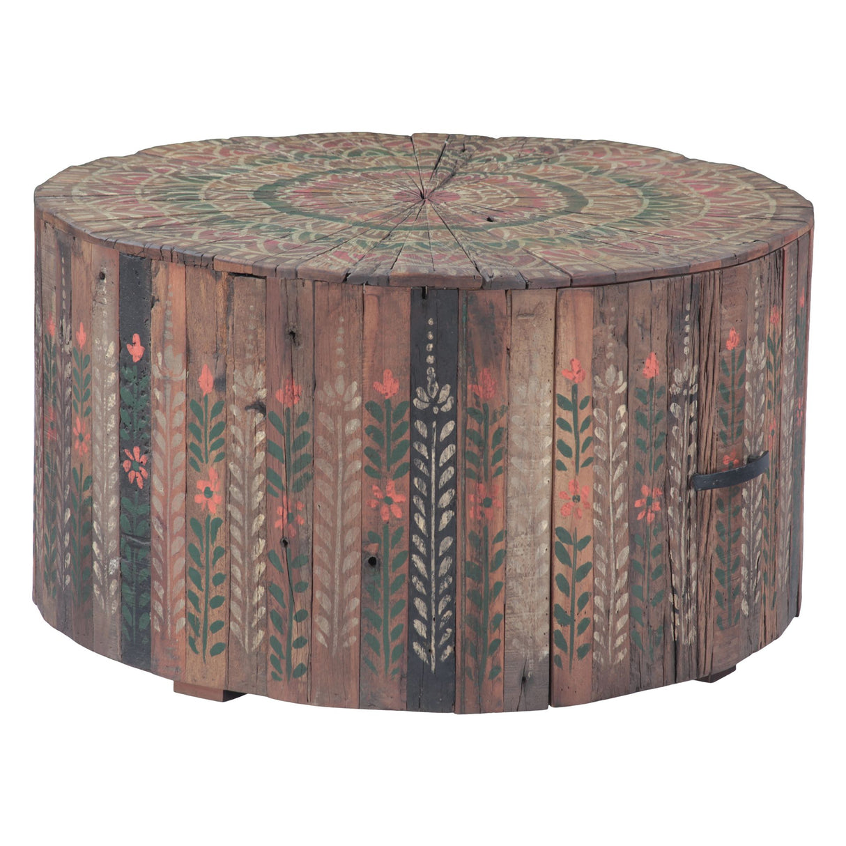 Rustic Roots 32" Hand Painted Round Coffee Table with Storage Drawer by Home Trends & Design at Eve Furniture