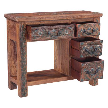 Rustic Roots 36" Hand Painted Console Table with Four Drawers by Home Trends & Design at Eve Furniture