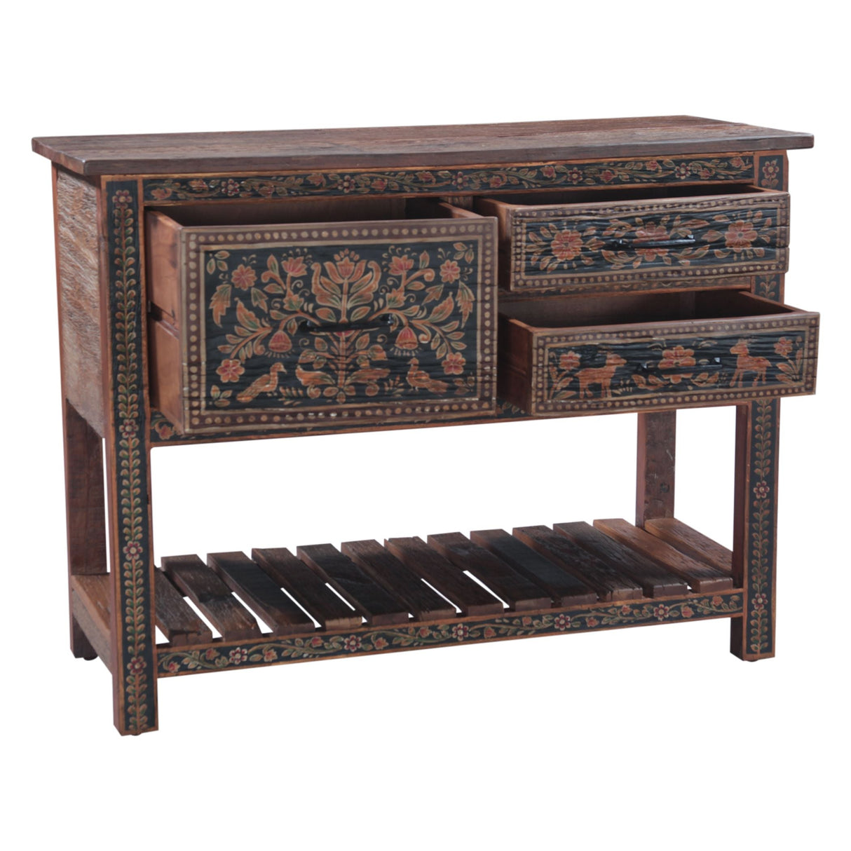 Rustic Roots 47" Hand Painted Console Table with Three Drawers by Home Trends & Design at Eve Furniture