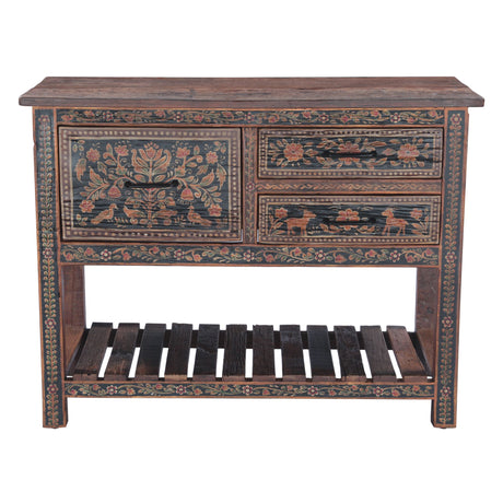 Rustic Roots 47" Hand Painted Console Table with Three Drawers by Home Trends & Design at Eve Furniture