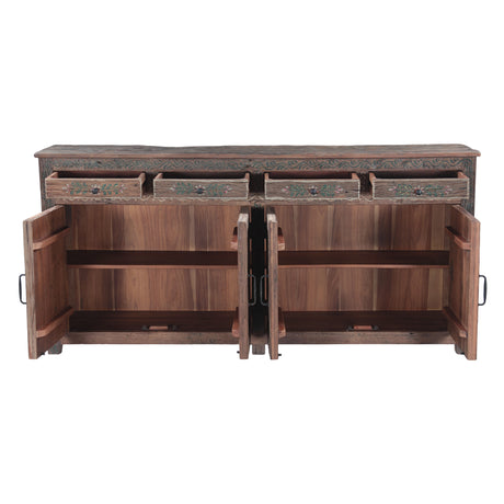 Rustic Roots 79" Hand Painted Sideboard with Four Doors and Four Drawers by Home Trends & Design at Eve Furniture