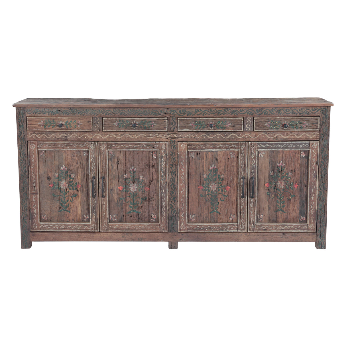 Rustic Roots 79" Hand Painted Sideboard with Four Doors and Four Drawers by Home Trends & Design at Eve Furniture