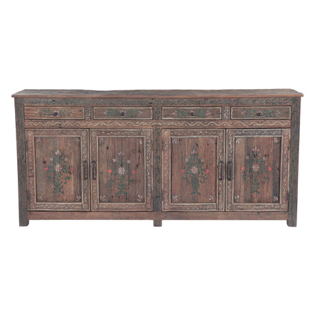 Rustic Roots 79" Hand Painted Sideboard with Four Doors and Four Drawers by Home Trends & Design at Eve Furniture