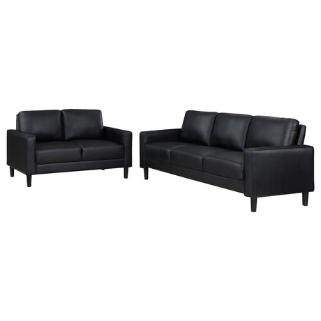 Ruth 2-piece Upholstered Track Arm Sofa Set Black by Coaster at Eve Furniture