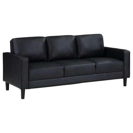 Ruth 2-piece Upholstered Track Arm Sofa Set Black by Coaster at Eve Furniture