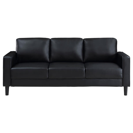 Ruth 2-piece Upholstered Track Arm Sofa Set Black by Coaster at Eve Furniture