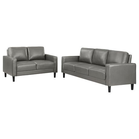 Ruth 2-piece Upholstered Track Arm Sofa Set Grey by Coaster at Eve Furniture