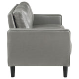 Ruth 3-piece Upholstered Track Arm Faux Leather Sofa Set Grey